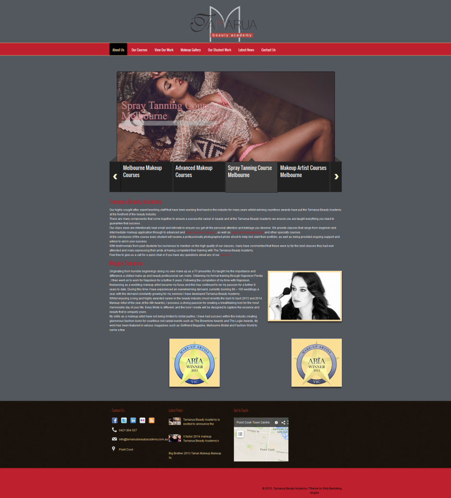 Tamarua Beauty Academy - Williamstown Website Design