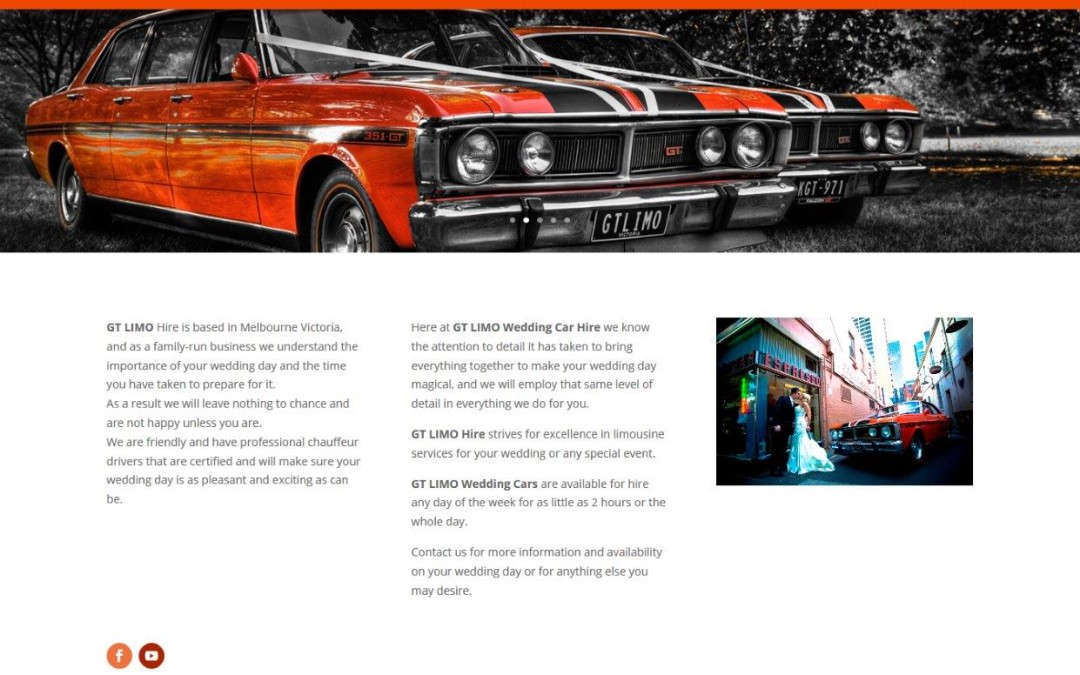 GT Limo – Limousine Hire Wedding Car Website Design Melbourne