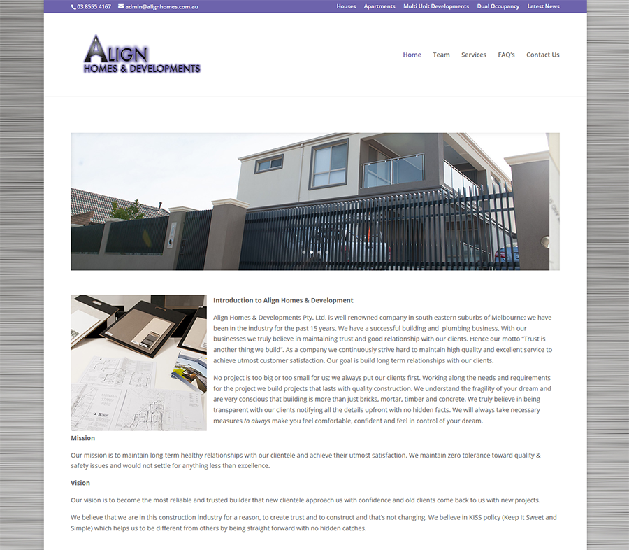 Website Design Align Homes & Development - Melbourne House Builders