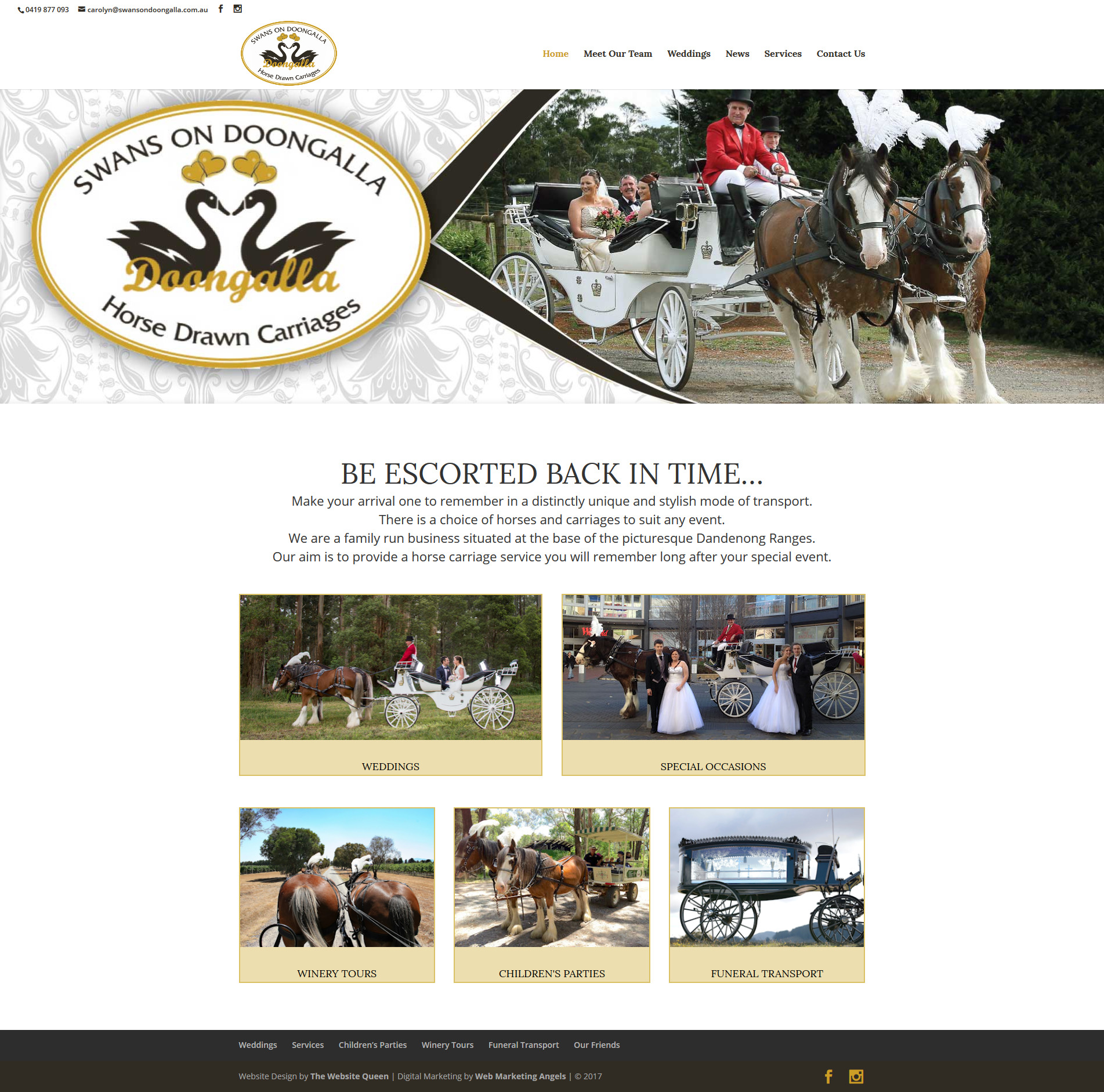 Melbourne horse-drawn carriage website 