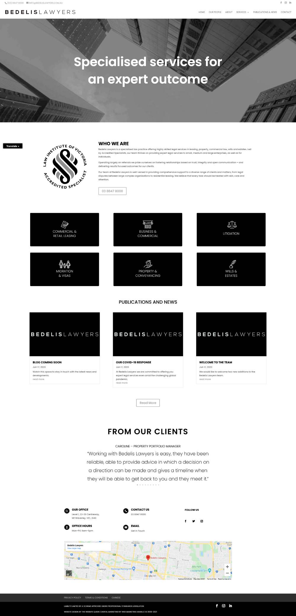 Bedelis Lawyers - Glen Waverley Website Design