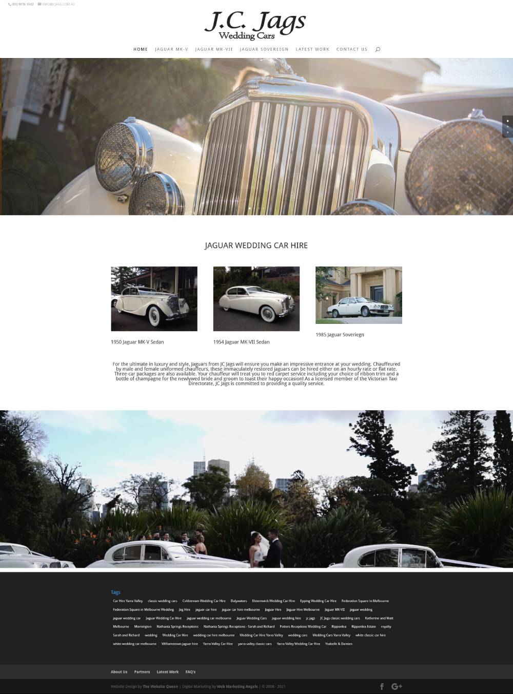 Jaguar Wedding Cars - Melbourne Website Design