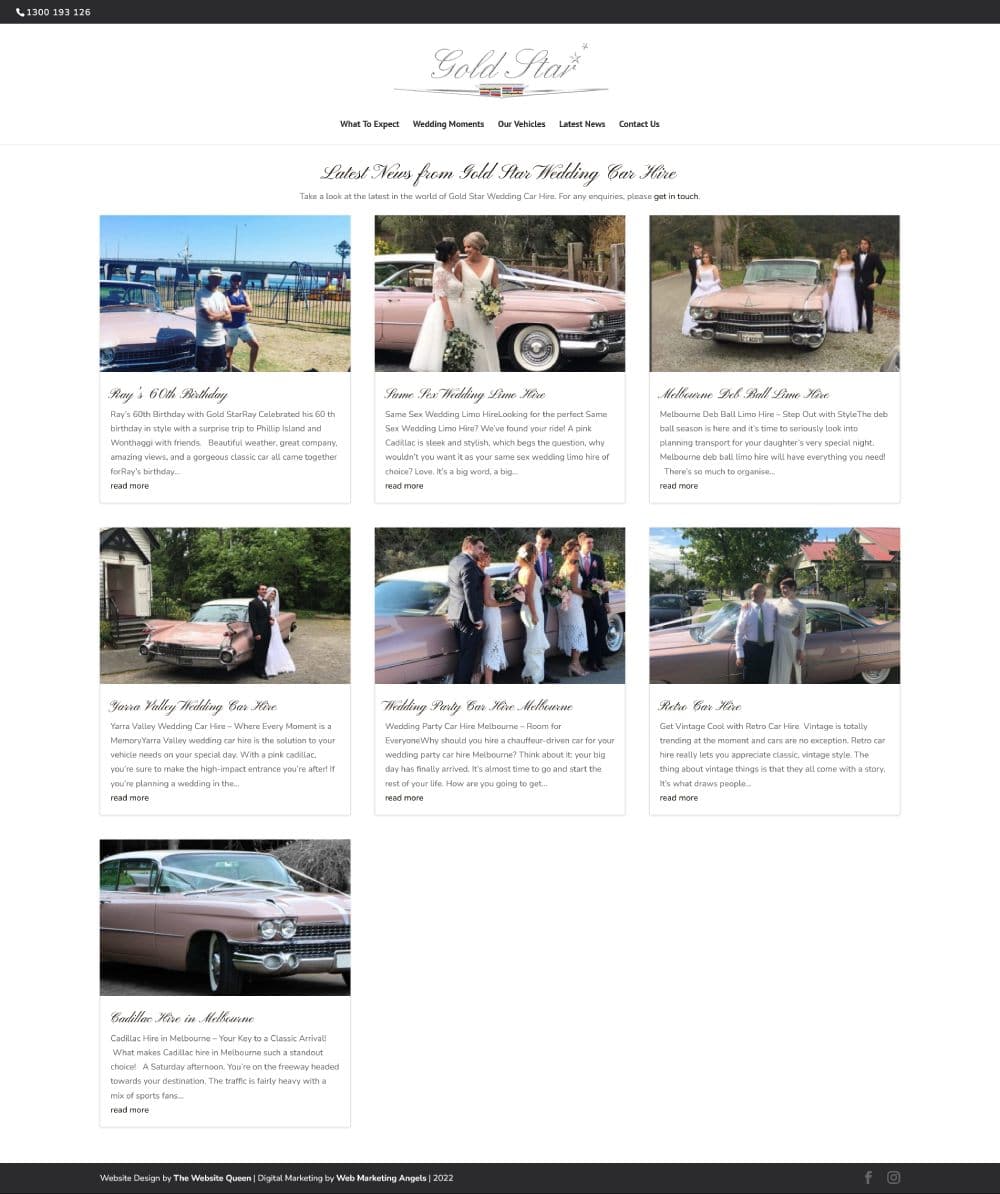 Gold Star Wedding Car Hire - Website Redesign Melbourne - Blog Page